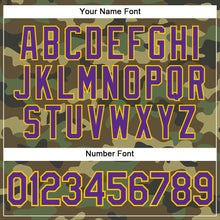 Load image into Gallery viewer, Custom Camo Purple-Gold Authentic Salute To Service Baseball Jersey