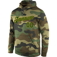 Load image into Gallery viewer, Custom Stitched Camo Green-Gold Sports Pullover Sweatshirt Salute To Service Hoodie