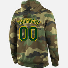 Load image into Gallery viewer, Custom Stitched Camo Green-Gold Sports Pullover Sweatshirt Salute To Service Hoodie