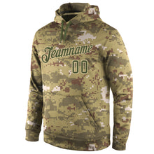 Load image into Gallery viewer, Custom Stitched Camo Olive-Cream Sports Pullover Sweatshirt Salute To Service Hoodie