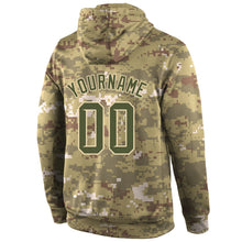 Load image into Gallery viewer, Custom Stitched Camo Olive-Cream Sports Pullover Sweatshirt Salute To Service Hoodie