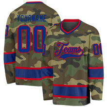 Load image into Gallery viewer, Custom Camo Royal-Red Salute To Service Hockey Jersey