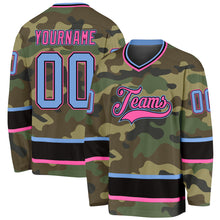 Load image into Gallery viewer, Custom Camo Light Blue-Pink Salute To Service Hockey Jersey