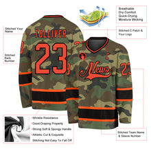 Load image into Gallery viewer, Custom Camo Orange-Black Salute To Service Hockey Jersey