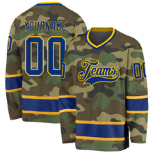 Load image into Gallery viewer, Custom Camo Royal-Gold Salute To Service Hockey Jersey