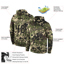 Load image into Gallery viewer, Custom Stitched Camo Black-Cream Sports Pullover Sweatshirt Salute To Service Hoodie