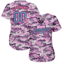 Load image into Gallery viewer, Custom Camo Light Blue-Pink Authentic Salute To Service Baseball Jersey