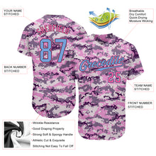 Load image into Gallery viewer, Custom Camo Light Blue-Pink Authentic Salute To Service Baseball Jersey
