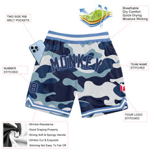 Load image into Gallery viewer, Custom Camo Navy-Light Blue Authentic Salute To Service Basketball Shorts
