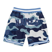 Load image into Gallery viewer, Custom Camo Navy-Light Blue Authentic Salute To Service Basketball Shorts