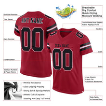 Load image into Gallery viewer, Custom Cardinal Black-White Mesh Authentic Football Jersey