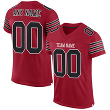 Load image into Gallery viewer, Custom Cardinal Black-White Mesh Authentic Football Jersey
