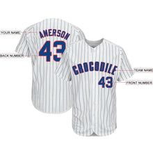 Load image into Gallery viewer, Custom White Royal Pinstripe Royal-Red Baseball Jersey