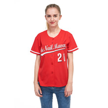 Load image into Gallery viewer, Custom Red White-Black Baseball Jersey