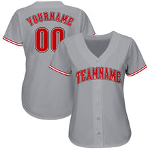 Load image into Gallery viewer, Custom Gray Red-White Baseball Jersey