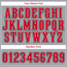 Load image into Gallery viewer, Custom Gray Red-White Baseball Jersey