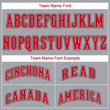 Load image into Gallery viewer, Custom Gray Red-White Baseball Jersey