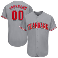 Load image into Gallery viewer, Custom Gray Red-White Baseball Jersey