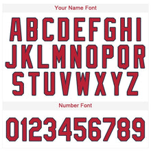 Load image into Gallery viewer, Custom White Red-Navy Baseball Jersey