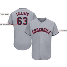 Load image into Gallery viewer, Custom Gray Navy-Red Baseball Jersey