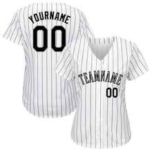 Load image into Gallery viewer, Custom White Purple Pinstripe Black-Gray Baseball Jersey