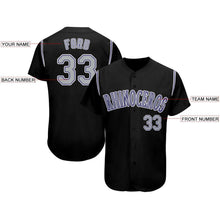 Load image into Gallery viewer, Custom Black Gray-Purple Baseball Jersey