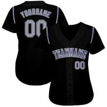Load image into Gallery viewer, Custom Black Gray-Purple Baseball Jersey