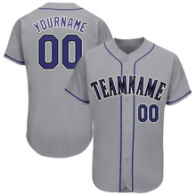 Load image into Gallery viewer, Custom Gray Purple-Black Baseball Jersey