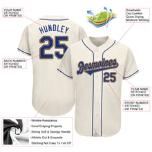 Load image into Gallery viewer, Custom Cream Royal-Gold Authentic Baseball Jersey