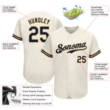 Load image into Gallery viewer, Custom Cream Navy-Gold Authentic Baseball Jersey
