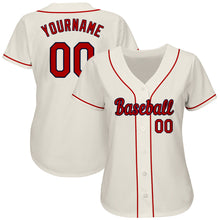 Load image into Gallery viewer, Custom Cream Red-Navy Authentic Baseball Jersey