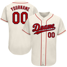 Load image into Gallery viewer, Custom Cream Red-Navy Authentic Baseball Jersey