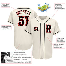 Load image into Gallery viewer, Custom Cream Black-Red Authentic Baseball Jersey