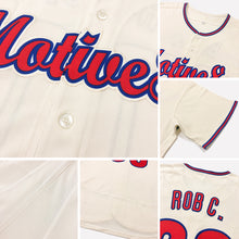 Load image into Gallery viewer, Custom Cream Red-Navy Authentic Baseball Jersey