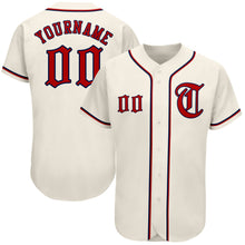 Load image into Gallery viewer, Custom Cream Red-Navy Authentic Baseball Jersey