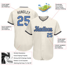Load image into Gallery viewer, Custom Cream Light Blue-Steel Gray Authentic Father's Day Baseball Jersey