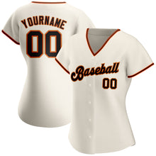 Load image into Gallery viewer, Custom Cream Black Orange-Old Gold Authentic Baseball Jersey