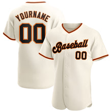 Load image into Gallery viewer, Custom Cream Black Orange-Old Gold Authentic Baseball Jersey