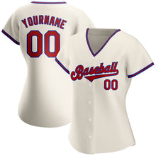 Load image into Gallery viewer, Custom Cream Red-Royal Authentic Baseball Jersey