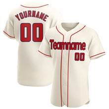 Load image into Gallery viewer, Custom Cream Red-Navy Authentic Baseball Jersey