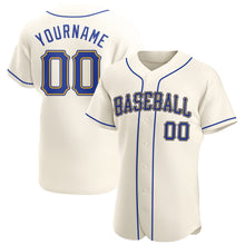 Load image into Gallery viewer, Custom Cream Royal-Gold Authentic Baseball Jersey