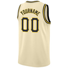 Load image into Gallery viewer, Custom Cream Navy-Gold Round Neck Rib-Knit Basketball Jersey