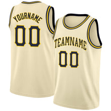 Load image into Gallery viewer, Custom Cream Navy-Gold Round Neck Rib-Knit Basketball Jersey