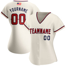Load image into Gallery viewer, Custom Cream Red-Navy Authentic American Flag Fashion Baseball Jersey