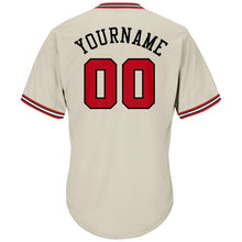 Load image into Gallery viewer, Custom Cream Red-Black Authentic Throwback Rib-Knit Baseball Jersey Shirt