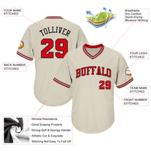Load image into Gallery viewer, Custom Cream Red-Black Authentic Throwback Rib-Knit Baseball Jersey Shirt