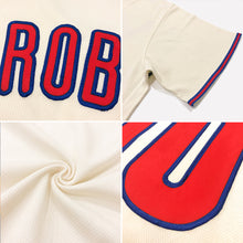 Load image into Gallery viewer, Custom Cream Red-Black Authentic Throwback Rib-Knit Baseball Jersey Shirt