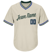 Load image into Gallery viewer, Custom Cream Hunter Green-Royal Authentic Throwback Rib-Knit Baseball Jersey Shirt