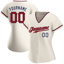 Load image into Gallery viewer, Custom Cream Red-Navy Authentic Baseball Jersey