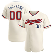 Load image into Gallery viewer, Custom Cream Red-Navy Authentic Baseball Jersey